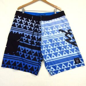 DaHui Board Shorts Mens 38 Blue Black Geometric Print Surf‎ Swim